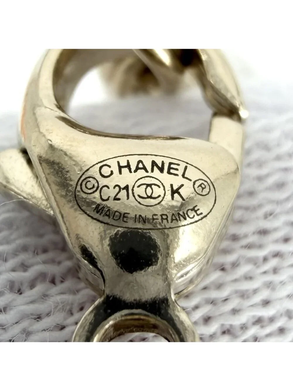 Chanel Necklace CC Logo Rhinestone Faux Pearl Gold